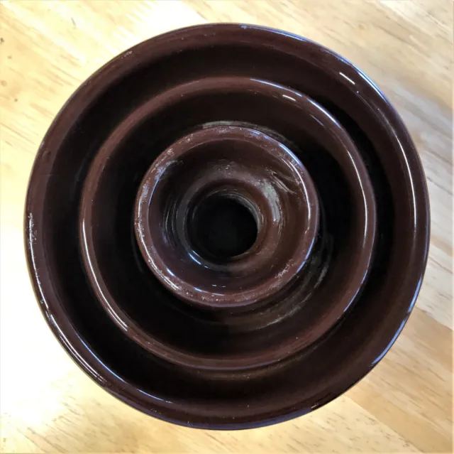 Vintage Knox Porcelain Large Round 5 1/2" Brown Insulator 4