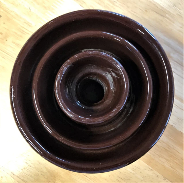 Vintage Knox Porcelain Large Round 5 1/2" Brown Insulator 4