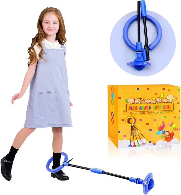 Skip Ball for Kids, Foldable Colorful Flashing Wheel Ankle Skip It Swing Ball, I