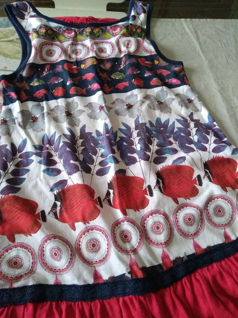 Desigual Vestito Bambina misura cm 128 Tg 7/8 Anni con fiocco sulla schiena