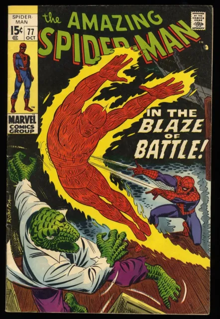 Amazing Spider-Man #77 FN- 5.5 Lizard Human Torch Appearance! Marvel 1969