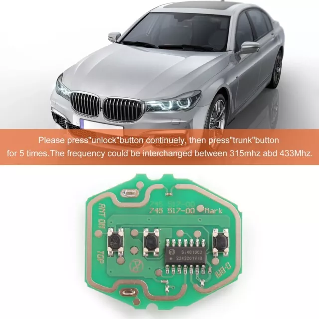 für BMW 3 5 Serie E46 E39 EWS Schlüssel Fernbedienung Platine 3 Taste 433MHZ