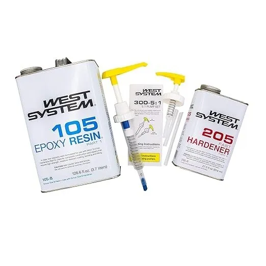 West System Epoxy Resin 105-B Epoxy 205B Fast Hardener & Mini Pump Set