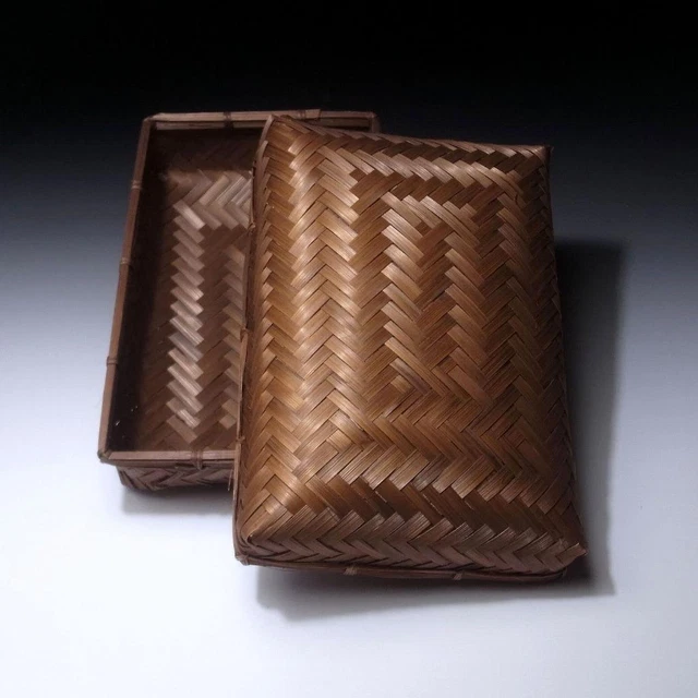 $ST72 Vintage Japanese Woven Bamboo Box for Sencha Tool, 10.0" x 6.8"