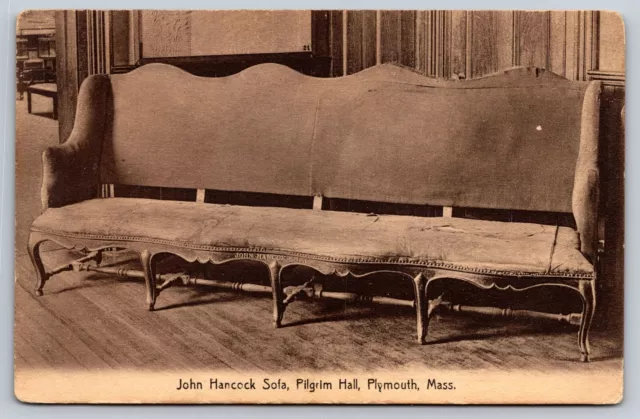 Postcard John Hancock Sofa Pilgrim Hall Plymouth Massachusetts