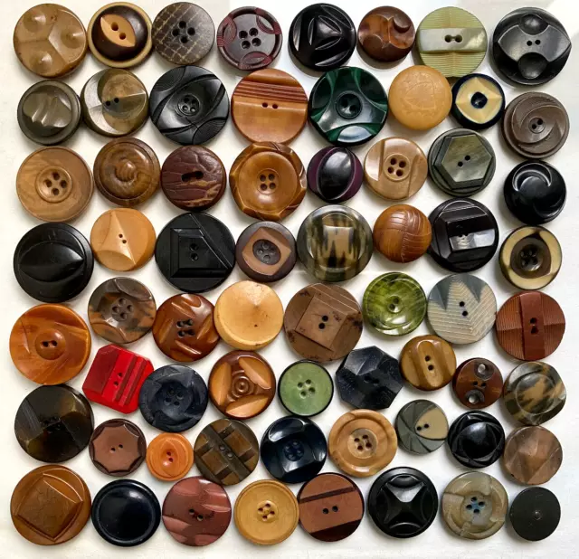 Corozo véritable 18,5 à 31,5 mm - Lot de 65 boutons vintage multicolores