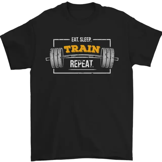 Eat Sleep Train Repeat Gym Training Top Mens T-Shirt 100% Cotton