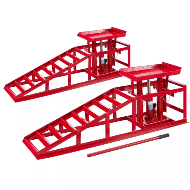 AREBOS 2 x Voitures Véhicule Rampe Jack Hauteur Hydraulique Réglable 2T Rouge