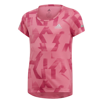 Adidas Bambina T-Shirt Atletico Moda da Corsa Rosa Poliestere Tee DV2800