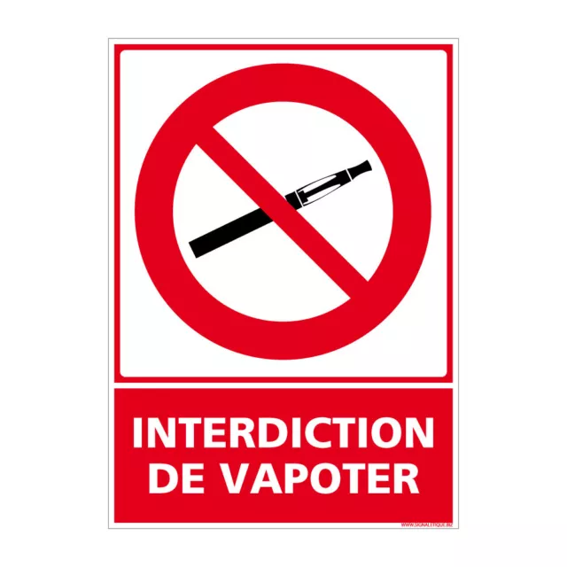 Panneau Interdiction de Vapoter. Cigarette Électronique Interdite. Sticker Vapot
