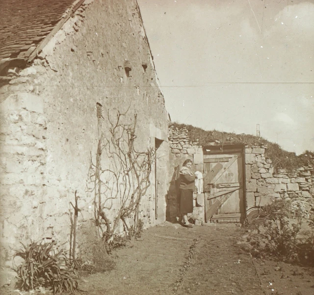 FRANCE Maison de campagne c1930 Photo Vintage Plaque verre V35L18n5