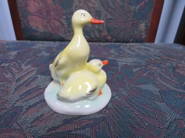 Vintage Porcelain HUNGARIAN  CUTE DUCK Pair  Hand painted Marked 3