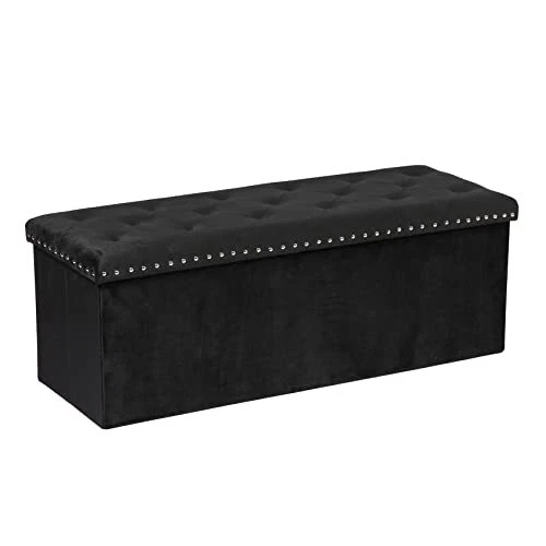Storage Ottoman Bench, Folding Tufted Ottomans with Storage, Extra Large 140L