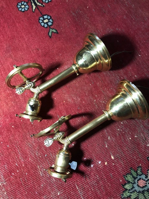 Bryant Brass Gas Electric Wall Sconces Lamp Pair 1896 Victorian Faries Antique