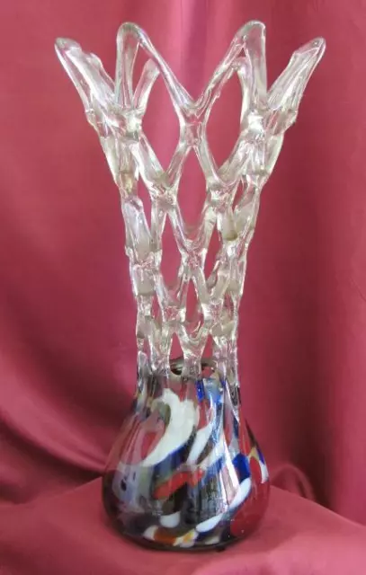 Antique Large Italian Murano Crystal Glass Vase Handmade