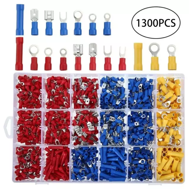 1300/280PCS Insulated Assorted Electrical Wire Connector Crimp Terminals Set Kit 2