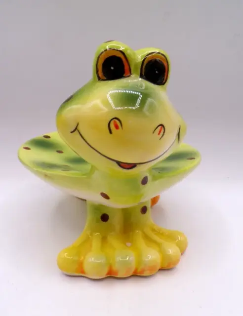 Whimsical Ceramic Frog Soap Dish Green Collectible Trinket