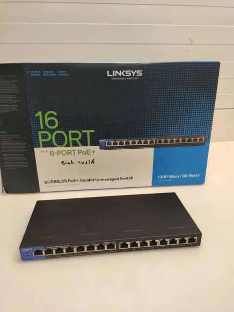 Switch di rete Gigabit non gestito Linksys LGS116P-EU 16 porte (8 porte PoE+)