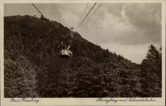 BAD HARZBURG Schwebebahn um 1920/30 Burgberg alte AK Bergbahn Niedersachsen