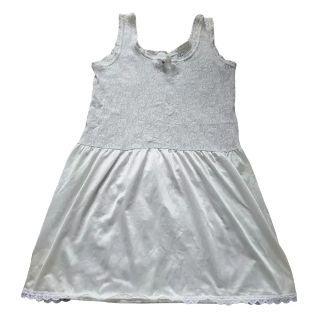 Vintage Her Majesty Sheer Slip Dress Nylon Lace Trim Size 8 Girls USA Made