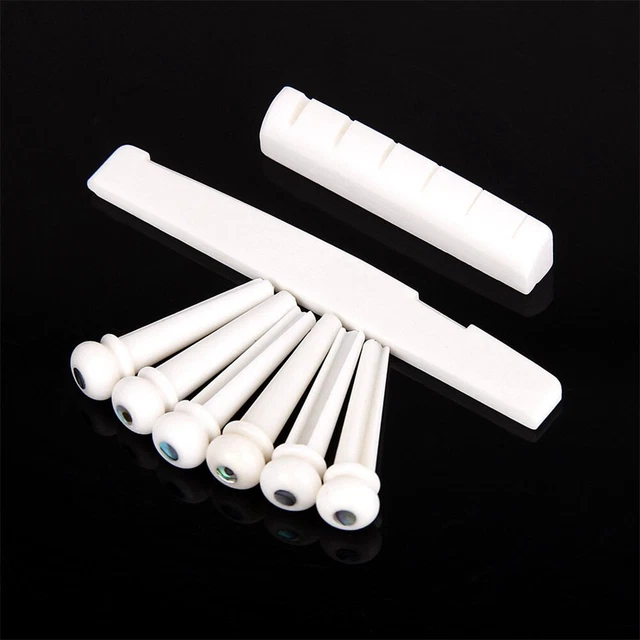 Perni Del Ponte In Osso Per Chitarra Acustica - Bianco, 6 Pezzi (8mm/3.4mm)