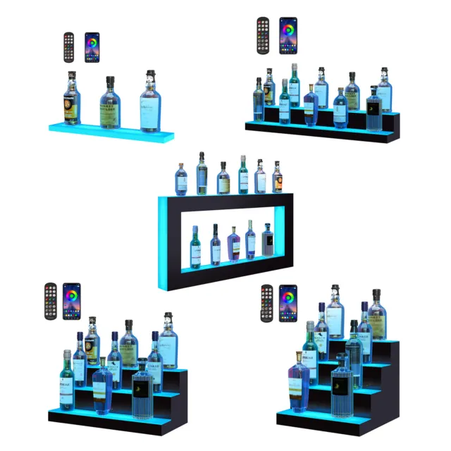 VEVOR LED Lighted Liquor Bottle Display Bar Shelf RF & App Control