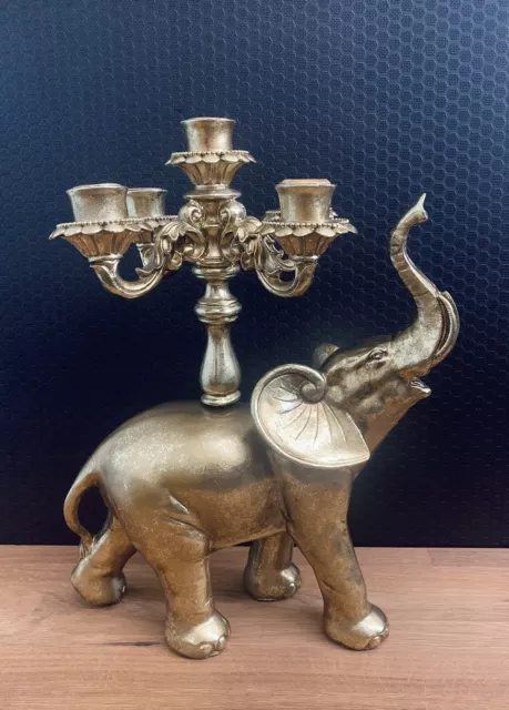 Kerzenleuchter Elefant Kerzenständer Barock gold Leuchter Antik Stil Kandelaber