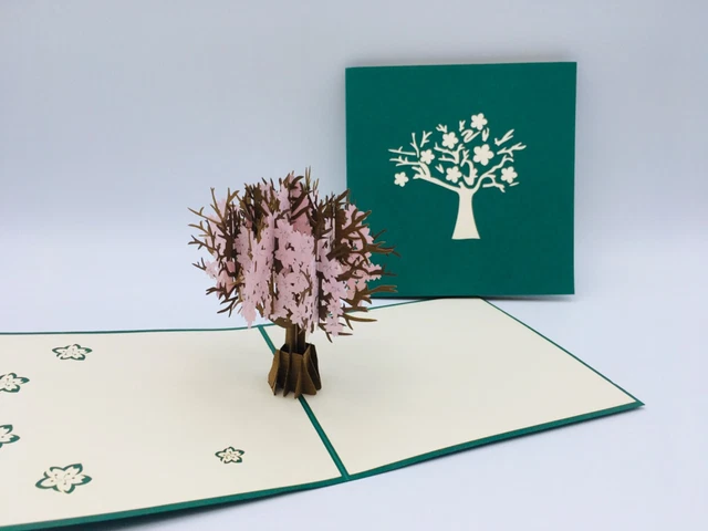 Carte pop-up 3D Fiori Carta di compleanno Regali di anniversario Cartolina Acero Ciliegio Invi di nozze Carta di congratulazioni Regalo  15