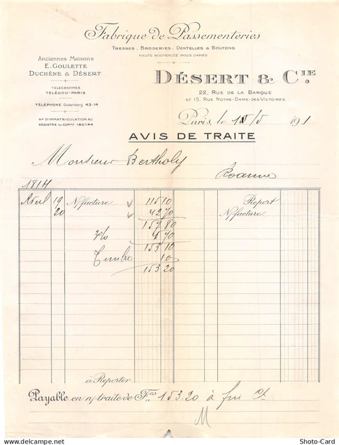 Textile & Clothing - FACTURE.PARIS.FABRIQUE DE FORMES & EMBAUCHOIRS POUR CHAUSSRES.A.DRIANCOURT