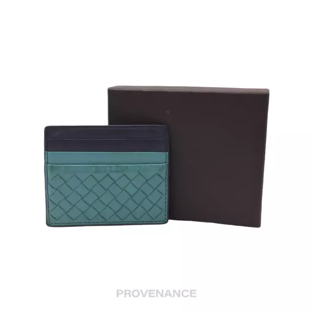 Bottega Veneta Card Holder Wallet - Blue Intrecciato