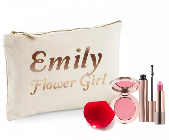 Fleur Fille Mariage Femmes Personnalisé Maquillage Sac Cadeau Add Importe Nom