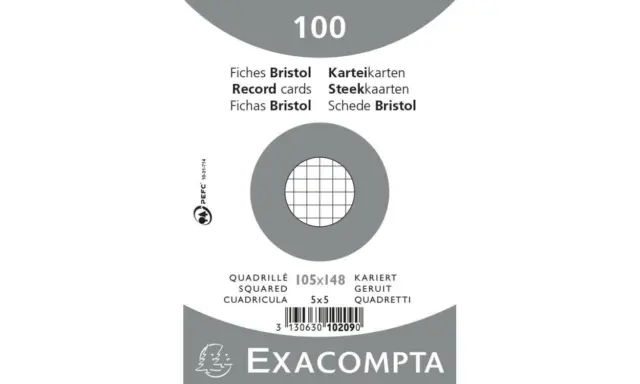 [Ref:10209E-3] EXACOMPTA Lot de 3 Paquets 100 fiches sous film - bristol