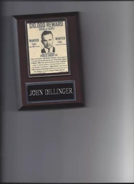 JOHN DILLINGER WANTED Poster Plaque Mafia Organized Crime Mobster Mob £ ...