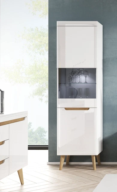 Vetrina Nordi vetrina stand vetrina in vetro 53 cm bianca Hg riviera rovere senza maniglie