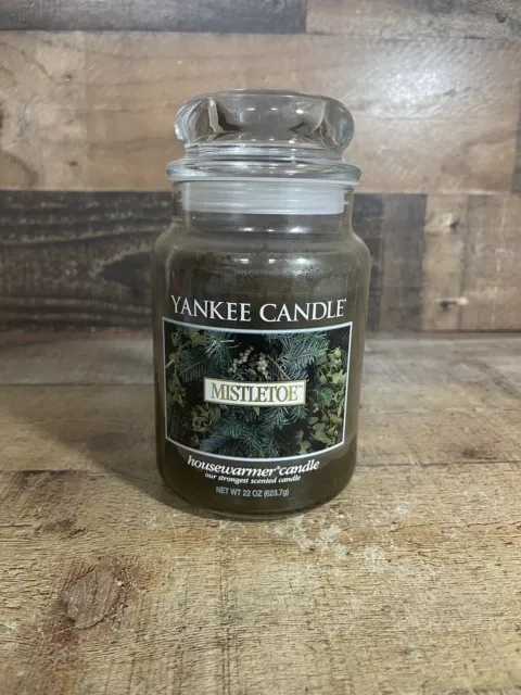 YANKEE CANDLE MISTLETOE Green 22 oz Large Jar Candle Holiday Christmas ...