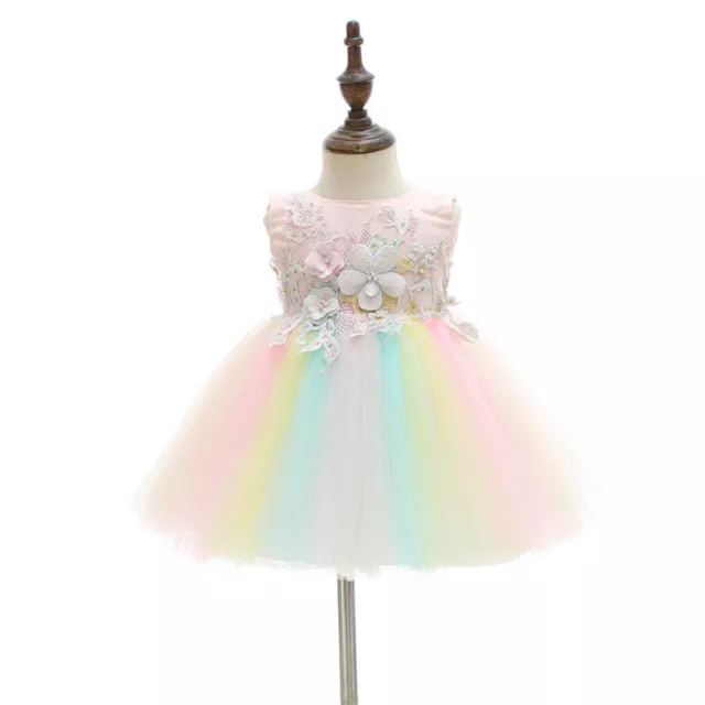 Abito da principessa retrò neonata bambina maglia tulle arcobaleno tutù floreale festa carino