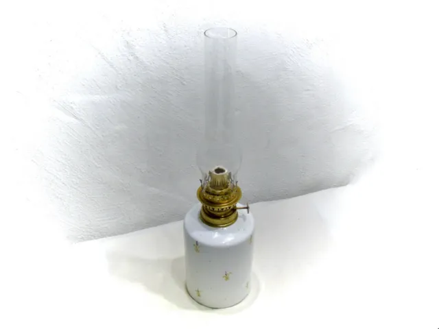 Petroleumlampe Tischlampe 46,5cm Keramik Maritim Messing Glas Rundbrenner Docht