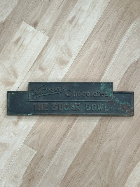 Vintage Whitman's Chocolates Sugar Bowl Brass Sign Football Sports Candy