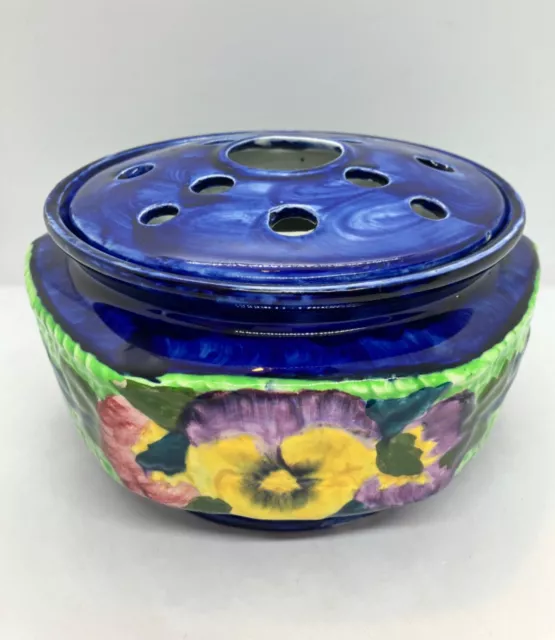 Rare Antique Maling 1930s Blue Viola Pansy Vase/Bowl Ringtons — Two Rose Posies