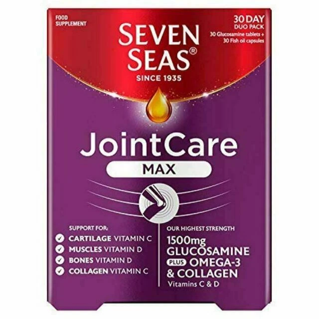 2 X SEVEN SEAS JOINTCARE MAX 1500Mg GLUCOAMINE + OMEGA 3 30 + 30 DUO