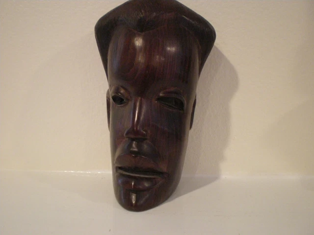 Vintage African Ebony Wall Mask from Kenya of a Man's Face