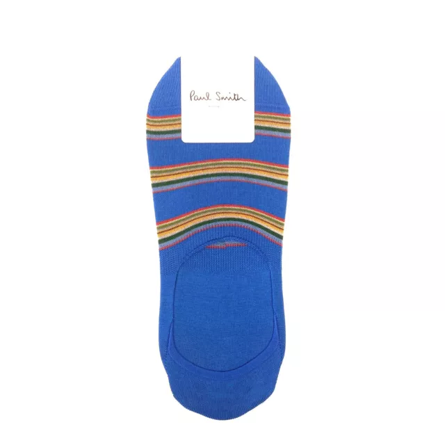 PAUL SMITH Mens No Show Multicolor Stripe Cotton Socks Blue (MSRP $30)