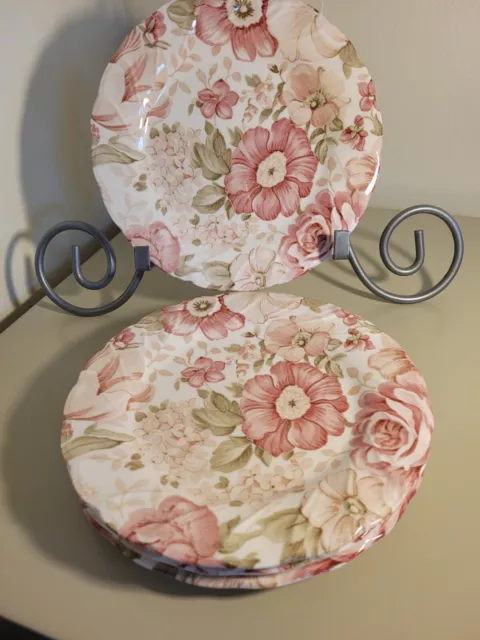 Nikko Tableware Pink Floral, Set of 4, Salad, Dessert Plates, 7.75"