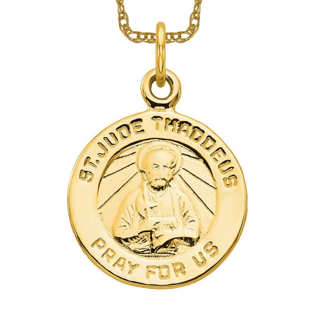 10K SOLID YELLOW gold san judas tadeo st jude patron saint thaddeus ...