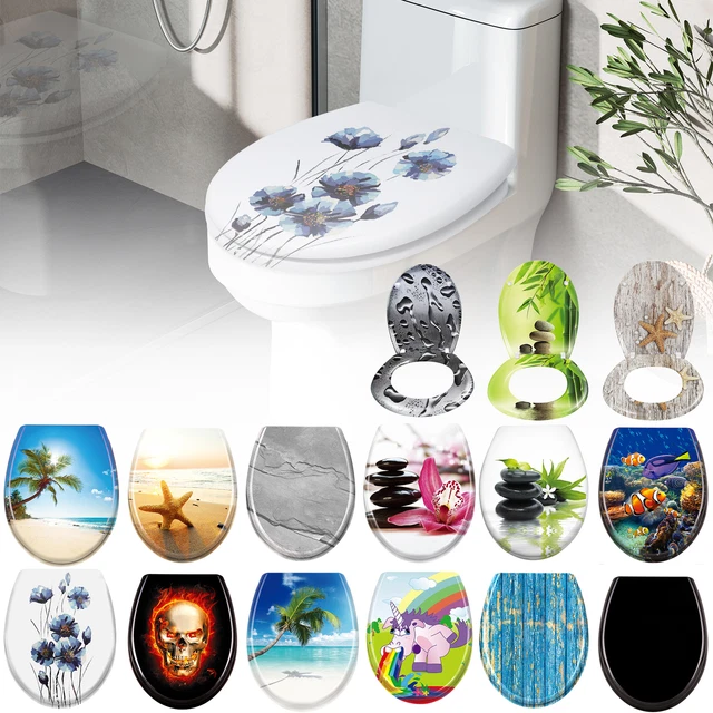 Primaster Toilettensitz Mit Absenkautomatik – Flower Design, MDF, Passend Für Alle WCs