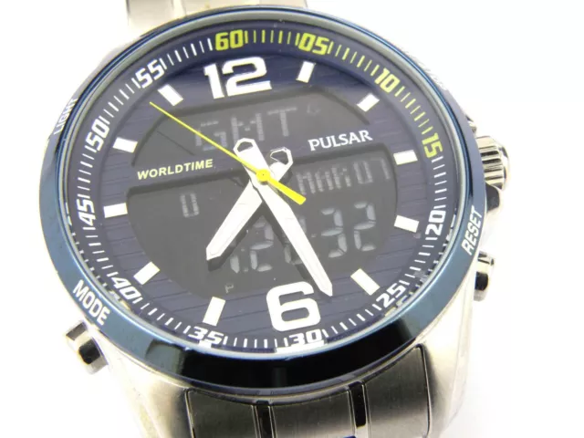 Mens Pulsar N021-X001 Dual Time World Time Chronograph - 100m