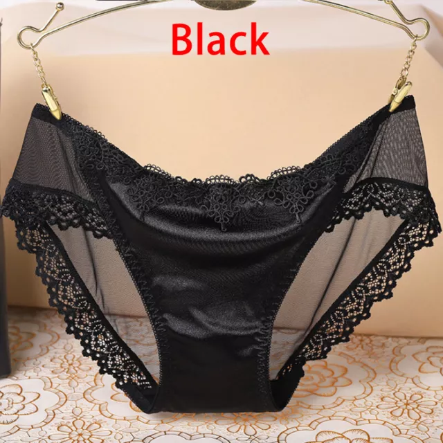 Women Sexy Shiny Satin Lace Knickers Briefs Panties Ladies Seamless  Underwear