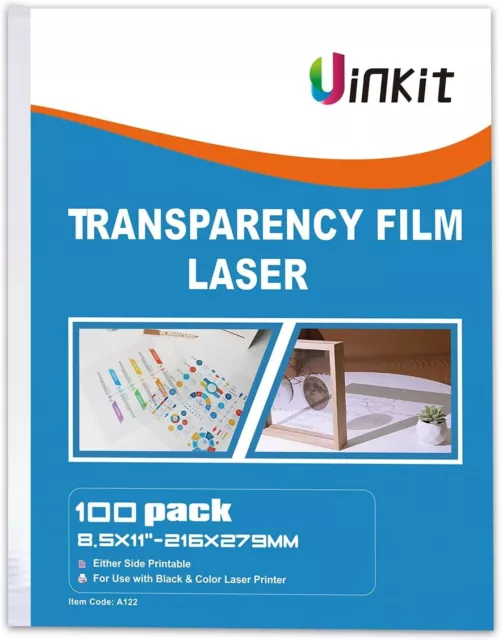 100 Sheets Laser Transparency Film - Clear Paper - Laser Printer Compatible 3