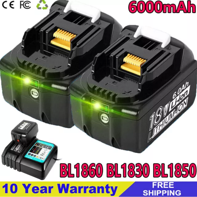 For Makita BL1860B 18V 6.0Ah LXT Lithium Cordless Battery BL1850 BL1830/ Charger