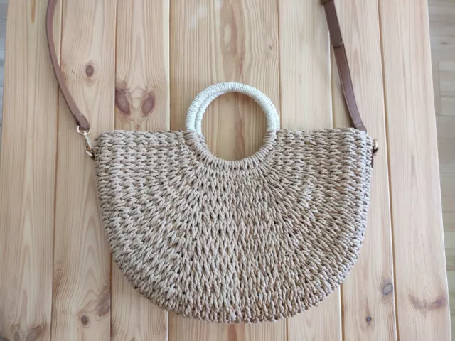 Miztique Jute Satchel Boho Tote Beach Bag Rattan Purse Coastal Grandma